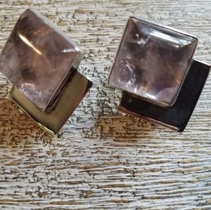 Rose quartz sterling silver post back earrings